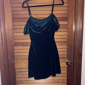 Dark Green Velvet Mini Dress